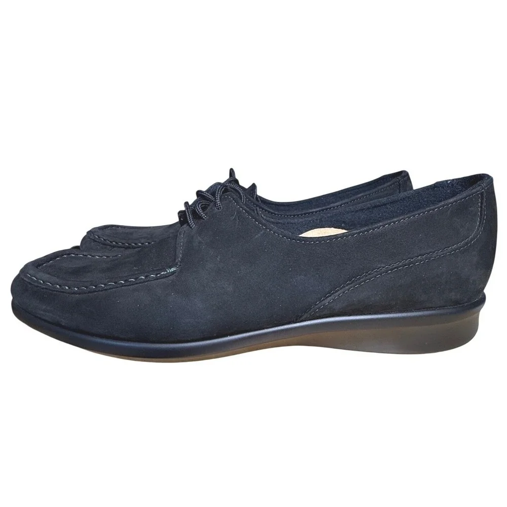 SAS Womens Black Suede‎ Lace Up Oxford Moc Comfort Shoes Size 9 M Aetrex Insert